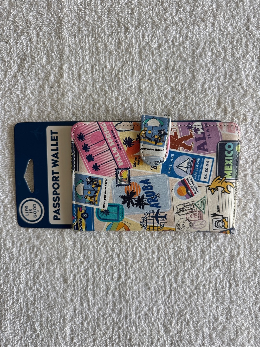Life Is Good Travel Passport Wallet Multicolor Sticker Collage - Picture 2 of 14